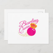 Bowling Queen komische Girls Bowlers Einladungspostkarte (Vorne/Hinten)