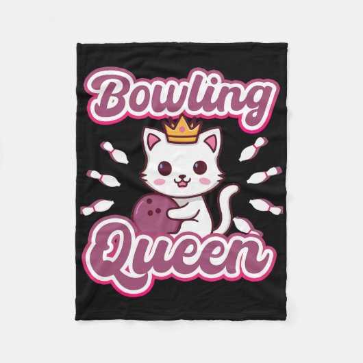 Bowling Queen's Niedlich Women's Girly Kawaii Anim Fleecedecke (Vorderseite)