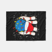 Bowling Reindeer Christmas Shirt Pajama Srt X-mas Fleecedecke (Vorderseite (Horizontal))