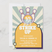 Bowling Retro Kindergeburtstag Party Einladung (Vorderseite)