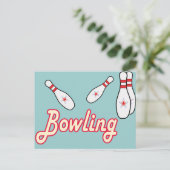 Bowling Retro Postkarte (Stehend Vorderseite)