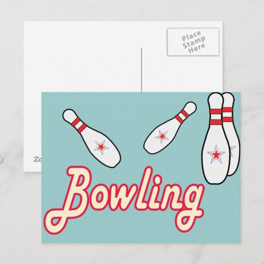 Bowling Retro Postkarte (Vorne/Hinten)