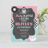 Bowling Rock and Roll Einladung (Stehend Vorderseite)