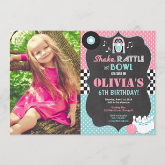Bowling Rock and Roll Girl Geburtstagsgeschenk Fot Einladung