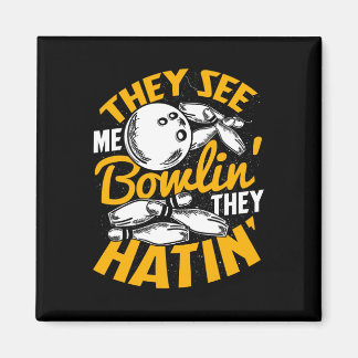 Bowling Roll Buttone Strike Bowler Sportteam Magnet