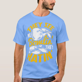 Bowling Roll Pins Strike Bowler Sports Team T-Shirt