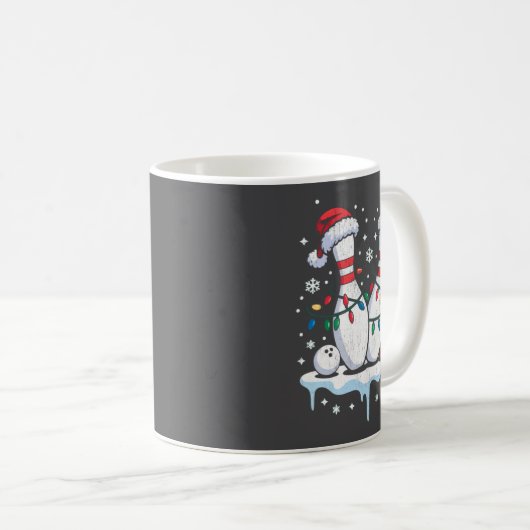 Bowling Santa Hat Funny Christmas Long Sleeve Kaffeetasse (VorderseiteRechts)