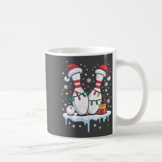 Bowling Santa Hat Funny Christmas Long Sleeve Kaffeetasse (Rechts)