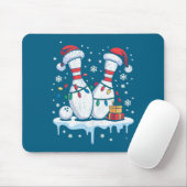 Bowling Santa Hat Funny Christmas Long Sleeve  Mousepad (Mit Mouse)