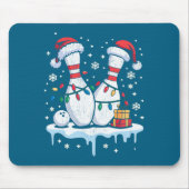 Bowling Santa Hat Funny Christmas Long Sleeve  Mousepad (Vorne)
