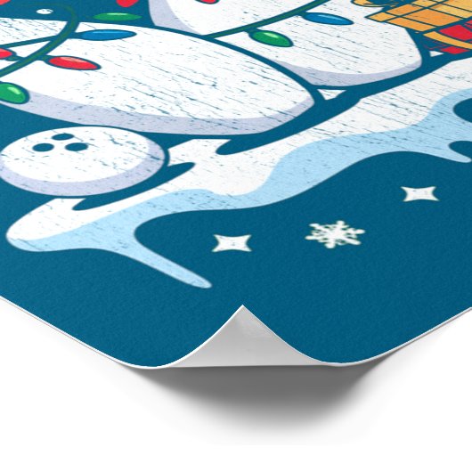 Bowling Santa Hat Funny Christmas Long Sleeve  Poster (Ecke)