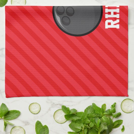 Bowling; Scarlet Red Stripes Handtuch (Gefaltet)