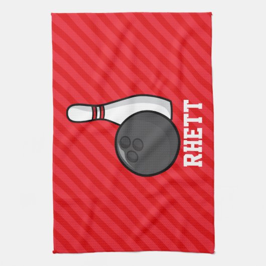 Bowling; Scarlet Red Stripes Handtuch (Vertikal)