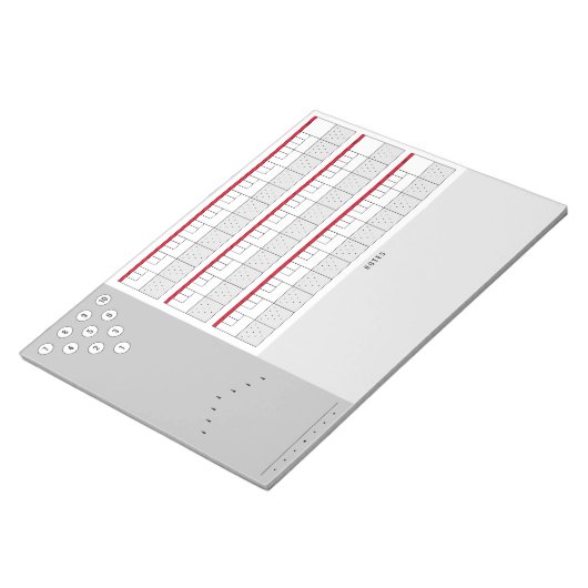 Bowling Score Sheet Diagramme und Notizen | Rot & Notizblock (angewinkelt)