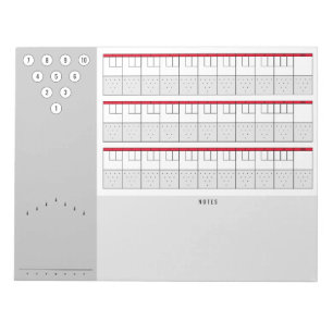 Bowling Score Sheet Diagramme und Notizen Rot & Notizblock