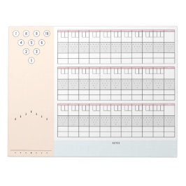 Bowling-Scoresheet 3 Spiele mit Buttonen und Rahme Notizblock