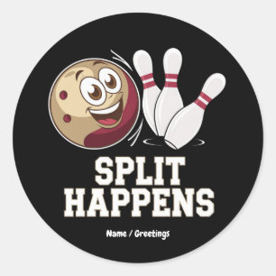 Bowling Shirt für Männer und Frauen Funny Split Ha Runder Aufkleber