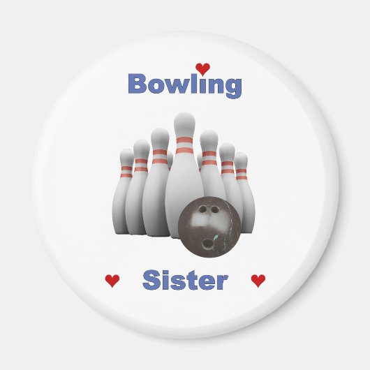 Bowling Sister Hearts Magnet (Vorne)