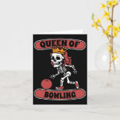 Bowling Skeleton Team League - Alley Bowler Queen Karte (Gelbe Blume)