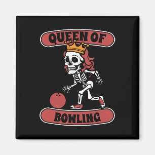 Bowling Skeleton Team League - Alley Bowler Queen Magnet
