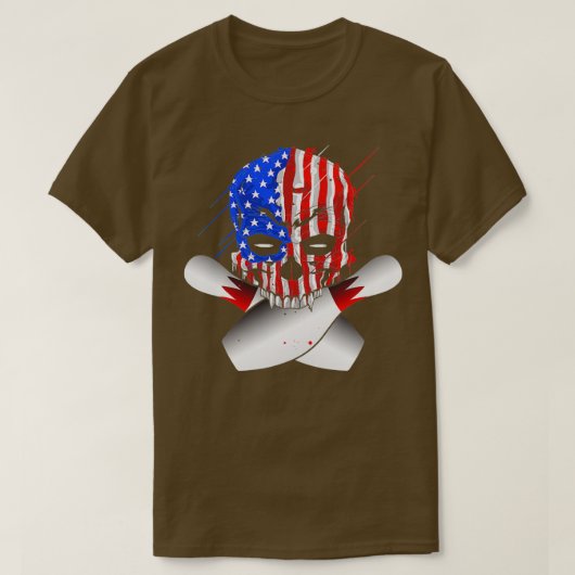 Bowling Skulls American Flag Skull T T-Shirt (Design vorne)