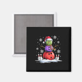 Bowling Snowman Bowling Player Weihnachtsmannmütze Magnet (Vorderseite/Rückseite)