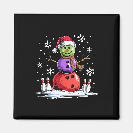 Bowling Snowman Bowling Player Weihnachtsmannmütze Magnet (Vorne)