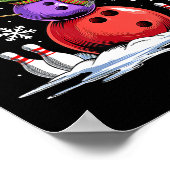 Bowling Snowman Bowling Player Weihnachtsmannmütze Poster (Ecke)