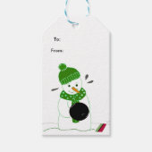 Bowling Snowman Geschenkanhänger (Vorderseite)