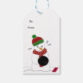 Bowling Snowman Geschenkanhänger (Vorderseite)