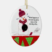 Bowling Snowman Keramikornament (Rechts)