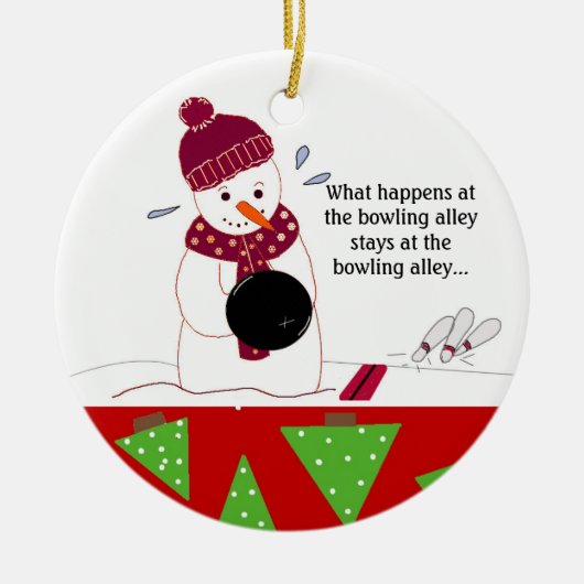 Bowling Snowman Keramikornament (Vorne)