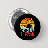 Bowling So rolle ich das Sunset Retro Bowler Kid Button (Vorne & Hinten)