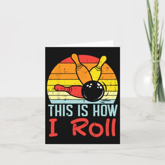 Bowling So rolle ich das Sunset Retro Bowler Kid Karte (Vorderseite)