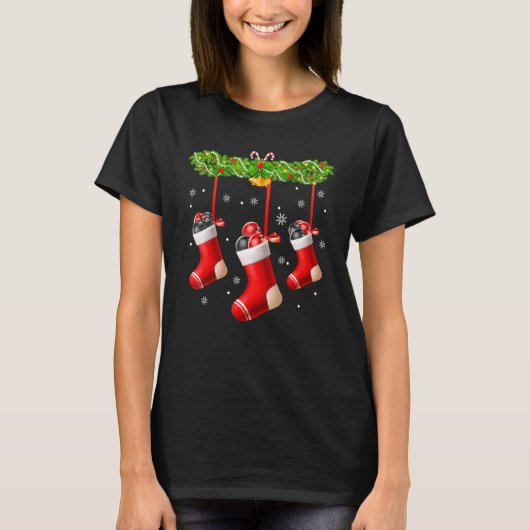 Bowling Socks Christmas Tree Pajama Matching Famil T-Shirt (Vorderseite)