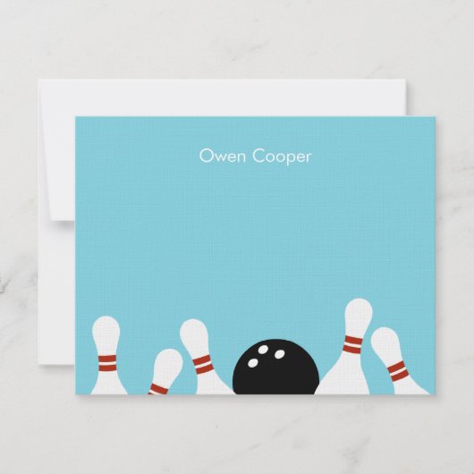Bowling Spaß Dankeschön Karte (Türkis) (Vorderseite)