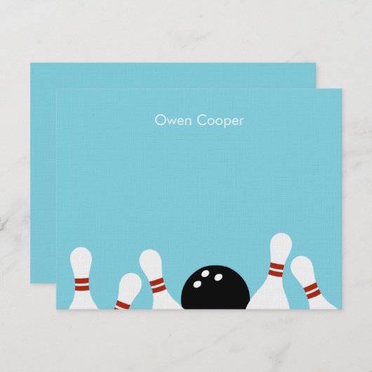Bowling Spaß Dankeschön Karte (Türkis) (Vorne/Hinten)