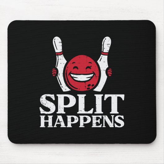 Bowling Split Happens Funny Spaß Bowler Mannschaft Mousepad (Vorne)