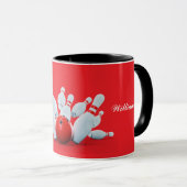 Bowling sport Ball and Pins strike! Tasse (VorderseiteRechts)
