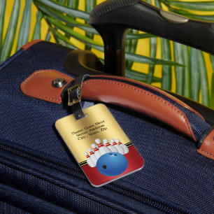 Bowling Sport Ball und Buttone personalisieren Gepäckanhänger
