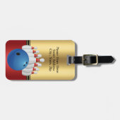 Bowling Sport Ball und Buttone personalisieren Gepäckanhänger (Vorderseite horizontal)