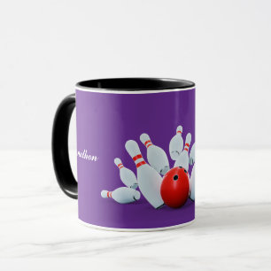 Bowling Sport Ball und Pins Strike! Tasse