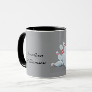 Bowling Sport Ball und Pins Strike! Tasse