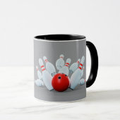 Bowling Sport Ball und Pins Strike! Tasse (VorderseiteRechts)