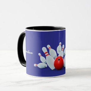 Bowling-Sport Kugel und Pins treffen! Tasse
