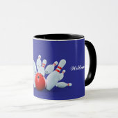 Bowling-Sport Kugel und Pins treffen! Tasse (VorderseiteRechts)