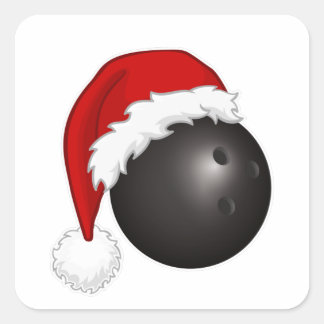 Bowling Sportfans Weihnachtsmannmütze Weihnachten Quadratischer Aufkleber