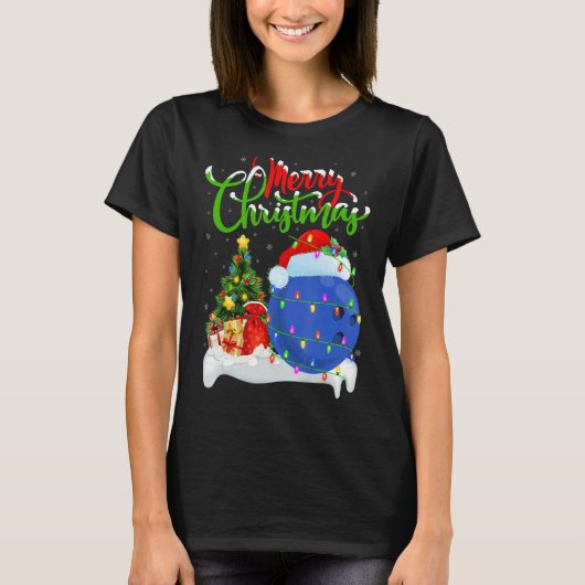 Bowling Sports Xmas Decoration Santa Bowling Chr T-Shirt (Vorderseite)