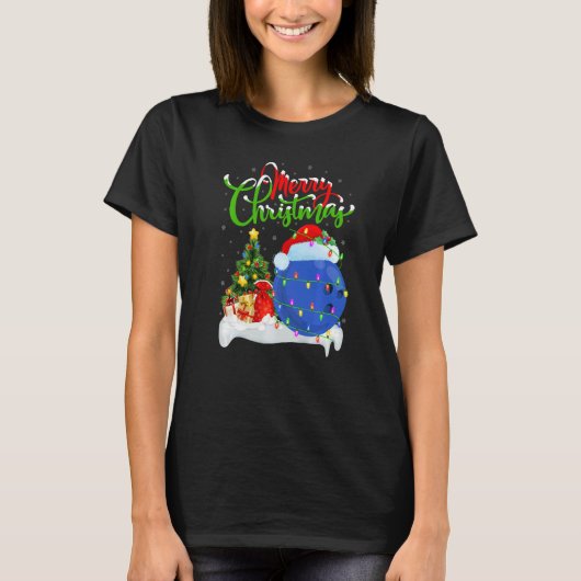 Bowling Sports  Xmas Decoration Santa Bowling Chri T-Shirt (Vorderseite)
