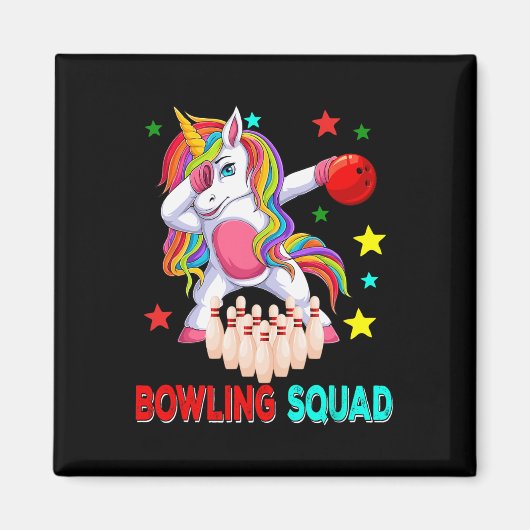 Bowling Squad Dabbing Unicorn Player Team Kostüm Magnet (Vorne)